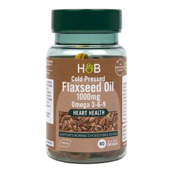 H&B Linų semenų aliejus 1000 MG su omega 3-6-9 rūgštimis, 60 kapsulių