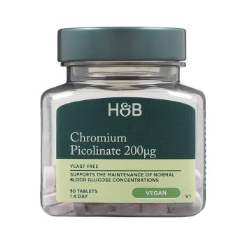 H&B Chromo pikolinatas 200 µg, 90 tablečių