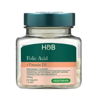 H&B folio rūgštis ir vitaminas D3, 90 tablečių