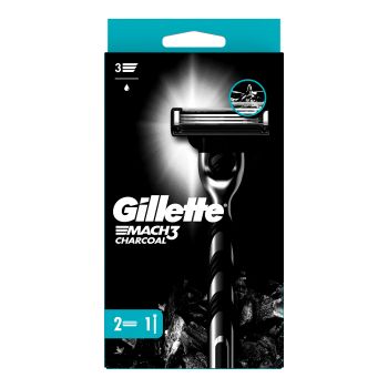 GILLETTE MACH3 CHARCOAL skustuvas + 2 keičiamosios galvutės