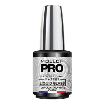 MOLLON PRO MASTER LIQUID GLASS NO WIPE viršutinis gelinio nagų lako sluoksnis, 12 ml