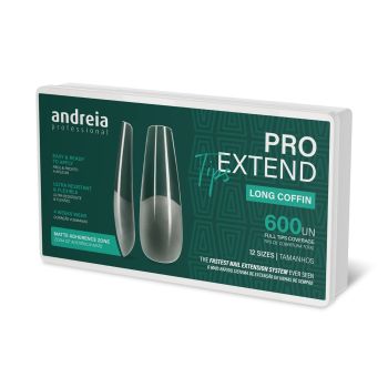ANDREIA PRO EXTEND TIPS LONG COFFIN nagų priauginimo tipsai (600 vnt.)