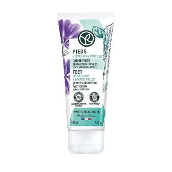 YVES ROCHER ORGANIC MINT & ORGANIC MALLOW pėdų kremas, 75 ml