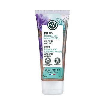 YVES ROCHER ORGANIC MINT & ORGANIC MALLOW EXFOLIATING pėdų želė, 75 ml