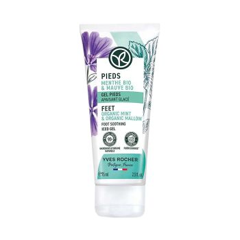 YVES ROCHER ORGANIC MINT & ORGANIC MALLOW SOOTHING ICED pėdų želė, 75 ml