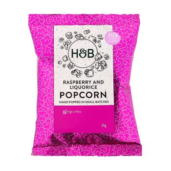 HOLLAND & BARRETT RASPBERRY & LIQUORICE kukurūzų spragėsiai, 21 g