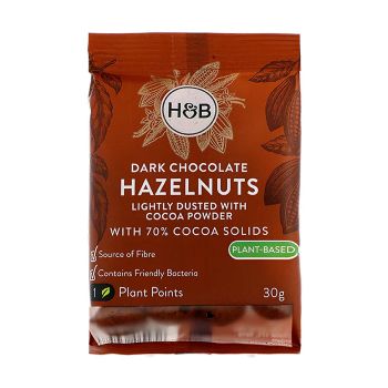 HOLLAND & BARRETT lazdyno riešutai juodajame šokolade, 30 g