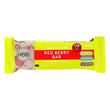 HOLLAND & BARRETT TUMMY LOVE RED BERRY BAR WITH BENEFITS batonėlis, 40 g