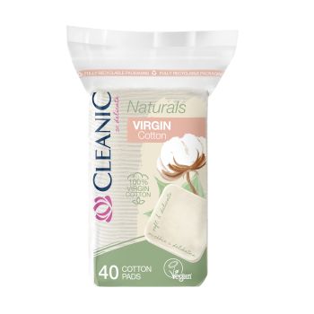 CLEANIC NATURALS VIRGIN COTTON vatos lapeliai (40 vnt.)