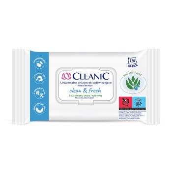 CLEANIC CLEAN & FRESH drėkinamosios servetėlės (120 vnt.)