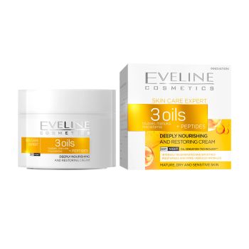 EVELINE 3 OILS + PEPTIDES dieninis/naktinis kremas, 50 ml