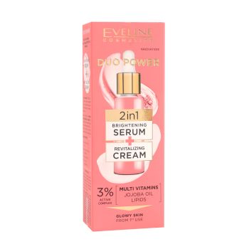 EVELINE DUO POWER 2IN1 BRIGHTENING serumas + REVITALIZING kremas, 18 ml