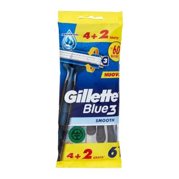 GILLETTE BLUE3 SMOOTH vienkartiniai skustuvai (4 + 2 vnt.)