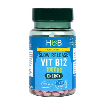 H&B HIGH STRENGTH vitaminas B12 1000 µg, 180 tablečių