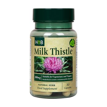 HOLLAND & BARRETT MILK THISTLE 100 MG maisto papildas, 30 kapsulių