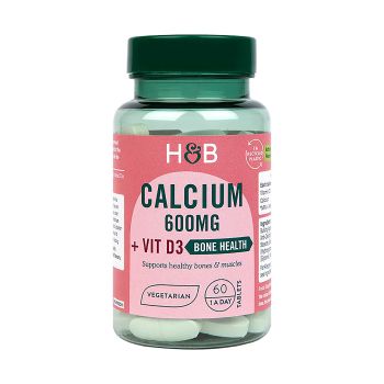H&B kalcis 600 mg ir vitaminas D kaulams, 60 tablečių