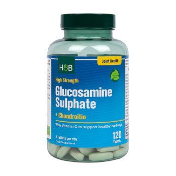 H&B HIGH STRENGTH gliukozamino sulfatas ir chondroitinas, 120 tablečių