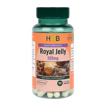 H&B bičių pienelis 500 mg, 90 kapsulių