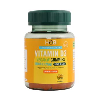 H&B MEDIUM STRENGTH vitaminas D3 1000 TV, apelsinų skonio, 30 guminukų,