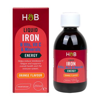 H&B geležis, B grupės vitaminai, vitaminas C ir mineralai, skystis, 250 ml