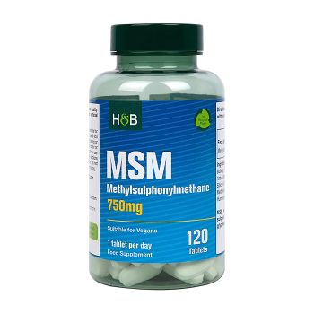 H&B metilsulfonilmetanas (MSM) 750 mg, 120 tablečių
