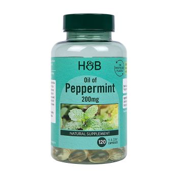 H&B pipirmėčių aliejus 200 mg, 120 kapsulių