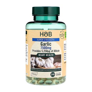 H&B SUPER STRENGTH česnakas 7500 mg, 240 kapsulių