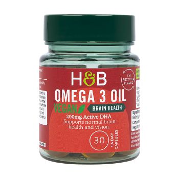 H&B VEGAN omega 3 žuvų taukai, 30 kapsulių
