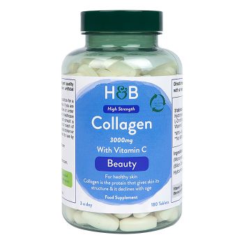 H&B HIGH STRENGTH kologenas 3000 mg su vitaminas C, 180 tablečių