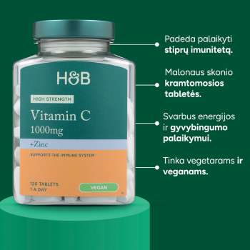 H&B vitaminas C ir cinkas, 120 tablečių