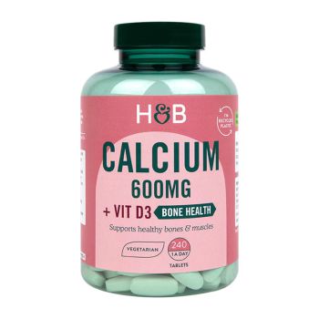 H&B kalcis 600 mg ir vitaminas D kaulams, 240 tablečių