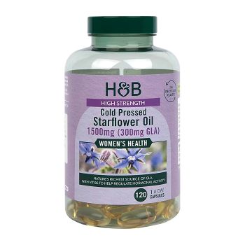 H&B HIGH STRENGTH šalto spaudimo agurklių aliejus 1500 mg, 120 kapsulių