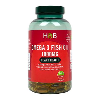 H&B omega 3 žuvų taukai 1000 mg, 240 kapsulių