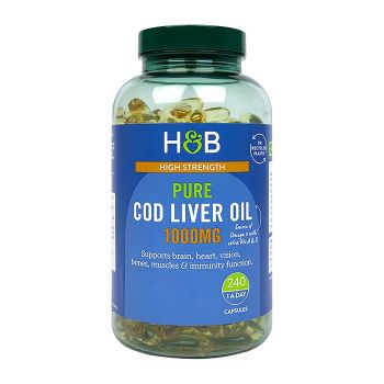 H&B grynas menkių kepenų aliejus 1000 mg, 240 kapsulių