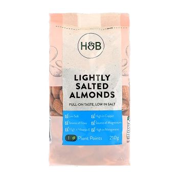 HOLLAND & BARRETT švelniai sūdyti migdolai, 210 g