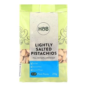 HOLLAND & BARRETT švelniai sūdyti pistacijų riešutai, 210 g