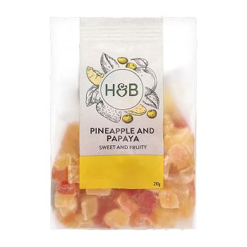 HOLLAND & BARRETT džiovinti ananasų ir papajų gabaliukai, 250 g