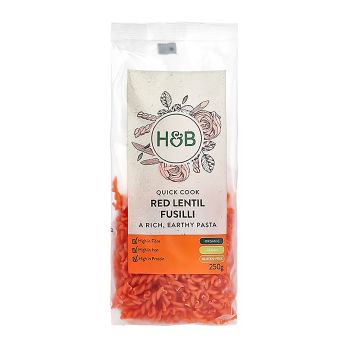 HOLLAND & BARRETT RED LENTIL FUSILLI raudonųjų lęšių makaronai, 250 g