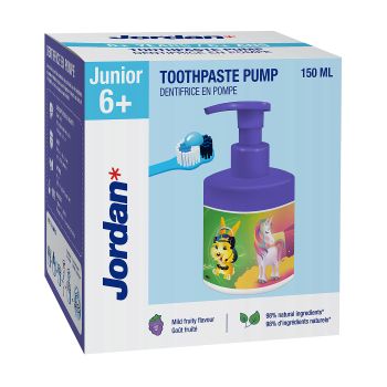 JORDAN JUNIOR 6+ vaikų dantų pasta su dozatoriumi, 150 ml