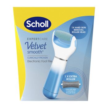 SCHOLL VELVET SMOOTH elektroninis pėdų šveitiklis + šiurkščios odos šveičiamoji galvutė (1 vn