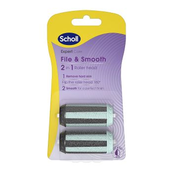 SCHOLL FILE & SMOOTH 2IN1 elektrinės pėdų dildės itin šiurkštūs pakaitiniai voleliai (2 vnt.)