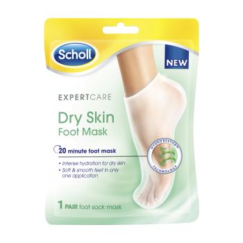 SCHOLL DRY SKIN 20 MINUTE pėdų kaukė kojinės sausai odai prižiūrėti, 1 pora