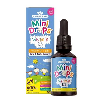 NATURES AID MINI DROPS vitaminas D3, skystis, 50 ml