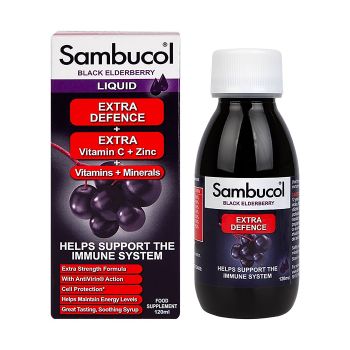 SAMBUCOL EXTRA DEFENCE juodasis šeivamedis, skystis, 120 ml