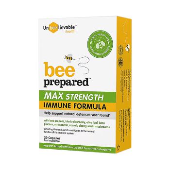 UNBEELIEVABLE HEALTH BEE PREPARED MAX STRENGTH IMMUNE FORMULA imunitetui, 20 kapsulių