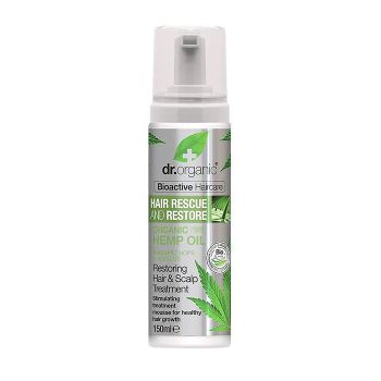 DR.ORGANIC ORGANIC HEMP OIL RESCUE plaukų ir galvos odos putos, 150 ml