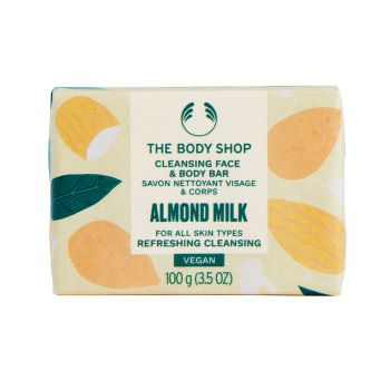THE BODY SHOP ALMOND MILK CLEANSING veido ir kūno muilas, 100 g