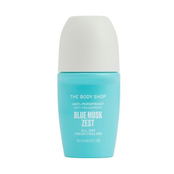 THE BODY SHOP BLUE MUSK ZEST ANTI-PERSPIRANT rutulinis dezodorantas, 50 ml