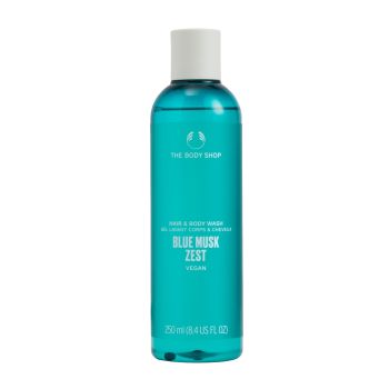 THE BODY SHOP BLUE MUSK ZEST plaukų ir kūno prausiklis, 250 ml