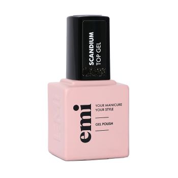 EMI SCANDIUM TOP GEL viršutinis gelinio lako sluoksnis su blizgučiu, 9 ml